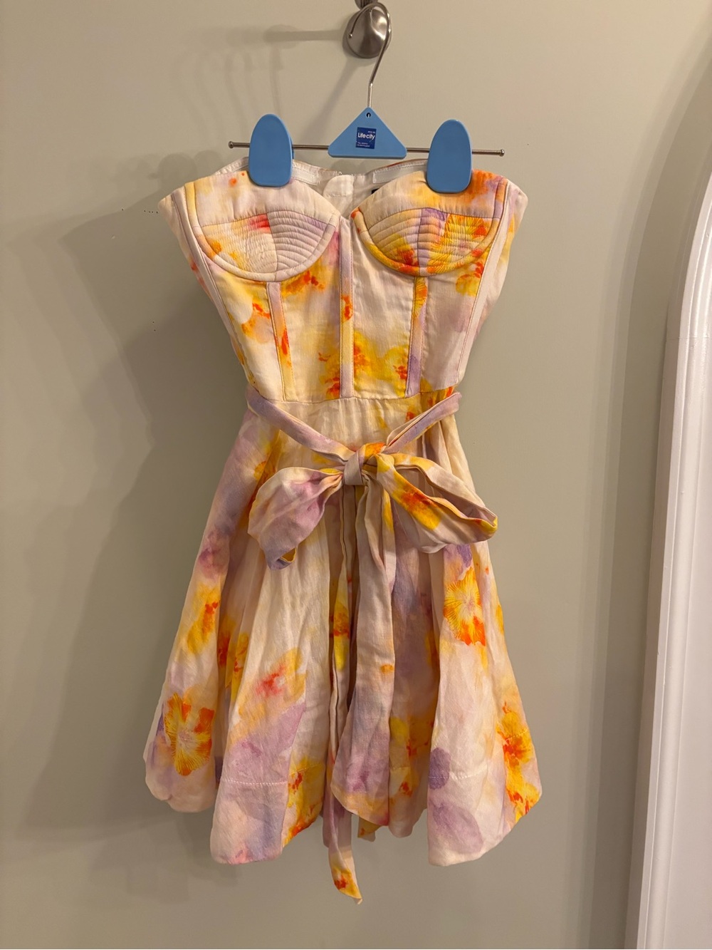 Strapless Watercolor Floral Dress